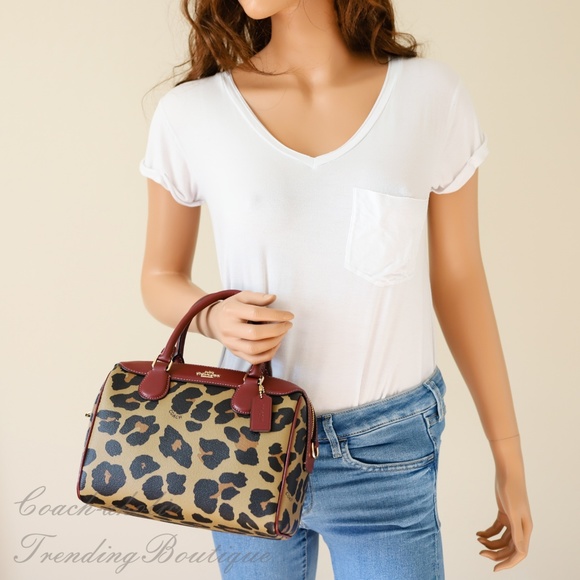 Coach Mini Bennett Satchel With Leopard Print - Picture 2 of 8